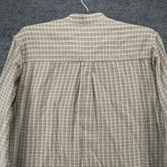 Orvis Men's Button Up Shirt Long Sleeve Tan L Checkered Cotton - Picture 6 of 12